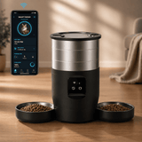 FURIIO DuoFlow Pro Smart Dual Bowl Automatic Cat Feeder – WiFi Programmable Feeder for Multi-Cat Homes