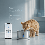 FURIIO Smart Cat Water Fountain 4L – Connected Stainless Steel Drinking Fountain | CosyFur