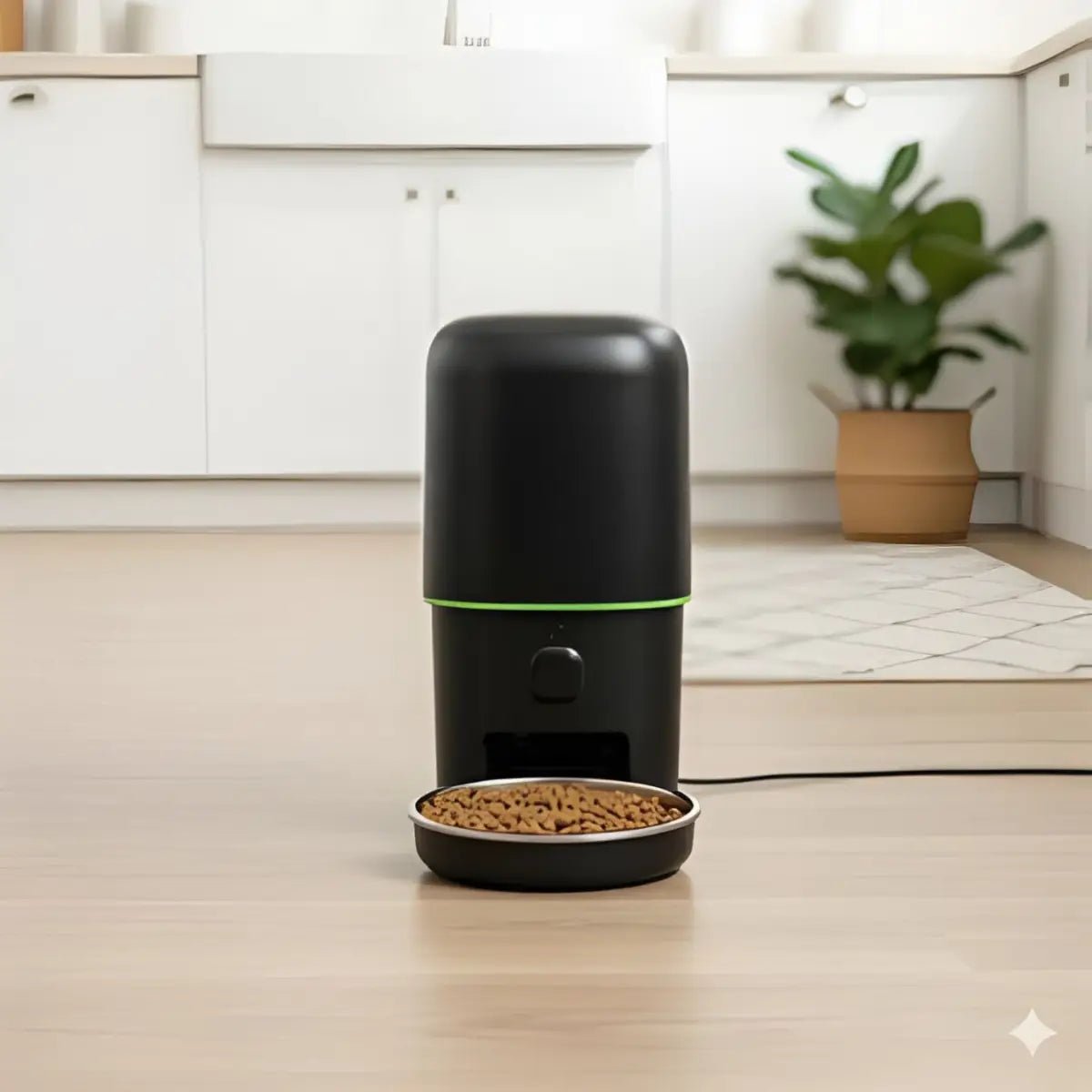 distributeur de croquettes pour chat connecté avec caméra pour alimentation automatisée - ambiance cosy